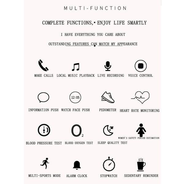 Smart Bracelet With Touch Screen Heart Monitoring Voice Control And Cycle Reminder Black Activity Trackers