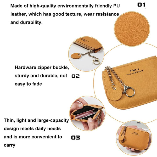 Ultra Thin Zippered Mini Wallet For Women Compact Coin Purse Pink Wallets