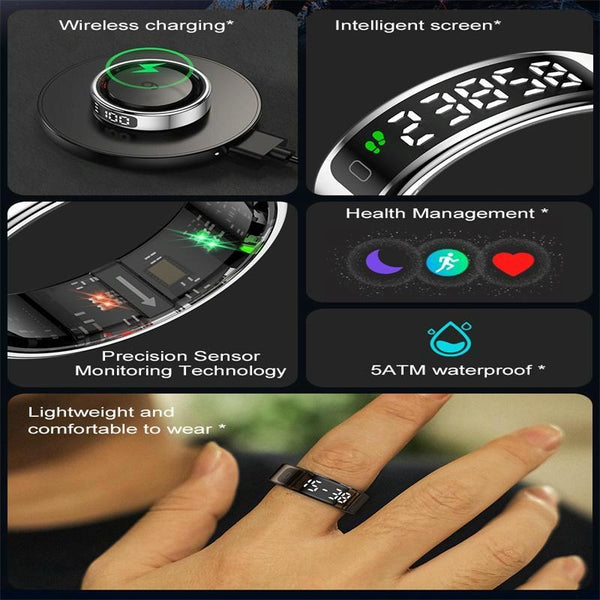 Smart Ring Heart Rate Blood Oxygen Sleep Sports Size 10 Silver Activity Trackers
