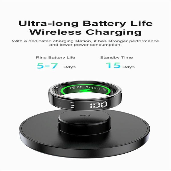 Smart Ring Heart Rate Blood Oxygen Sleep Sports Size 10 Silver Activity Trackers