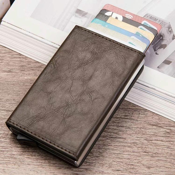 Aluminum Rfid Card Holder With Automatic Pop Up Function Blue Wallets