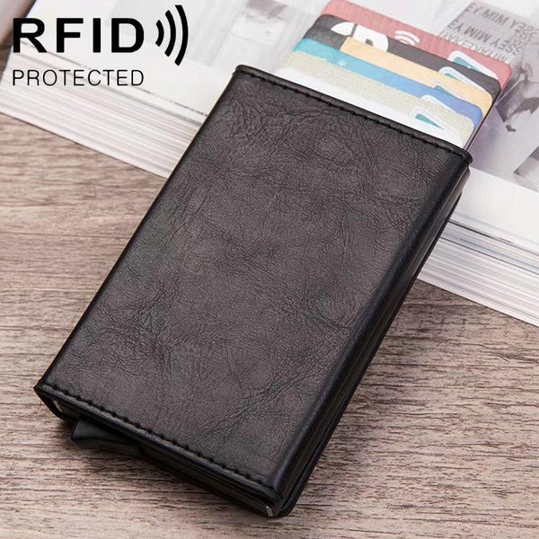 Aluminum Rfid Card Holder With Automatic Pop Up Function Blue Wallets