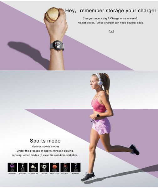 Real Time Heart Rate Blood Pressure Monitor Multi Sport Mode Breathing Light Smart Watch For Android Ios Phone Pink Silicone Smart Watches