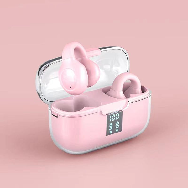 G91 Ear Clip Bone Conduction Tws Noise Reduction Bluetooth Earphone Pink Earbuds