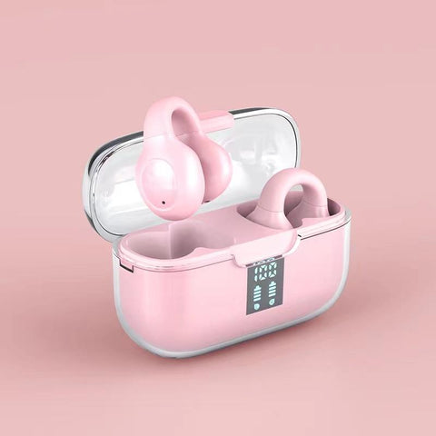 G91 Ear Clip Bone Conduction Tws Noise Reduction Bluetooth Earphone Pink Earbuds