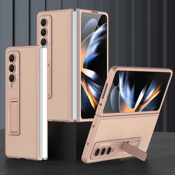 For Samsung Galaxy Z Fold4 5G Leather Case With Stand Ultra Thin Carbon Fiber Texture Cases Covers & Skins