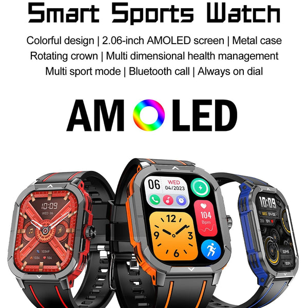 2.06 Inch Bt5.3 Ip68 Sport Smart Watch Bluetooth Call / Message Health Smart Watches