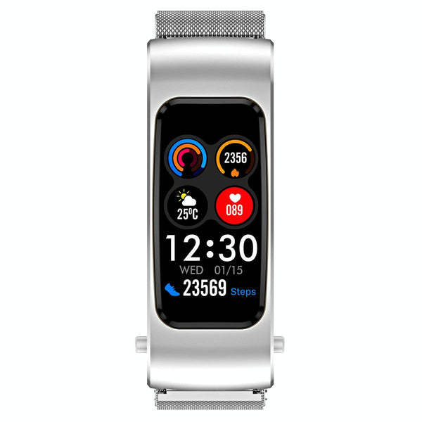 1.08 Inch Steel Band Earphone Detachable Life Waterproof Smart Watch Support Bluetooth Call Silver Smart Watches