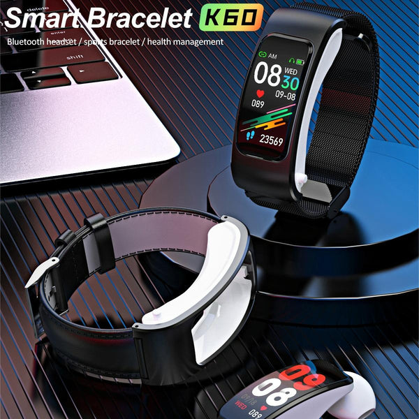 1.08 Inch Steel Band Earphone Detachable Life Waterproof Smart Watch Support Bluetooth Call Silver Smart Watches
