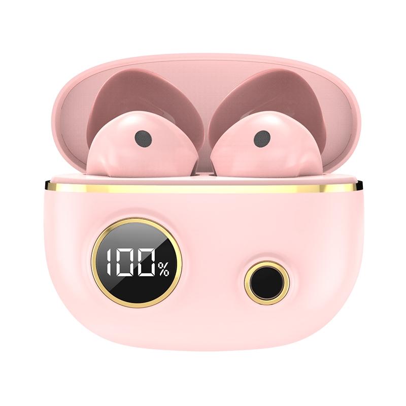 Waterproof 9D Stereo Bluetooth Earphones With Charging Case Pink Earbuds