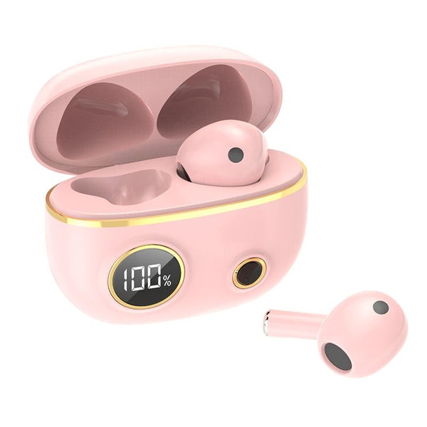 Waterproof 9D Stereo Bluetooth Earphones With Charging Case Pink Earbuds