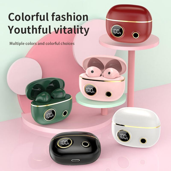 Waterproof 9D Stereo Bluetooth Earphones With Charging Case Pink Earbuds