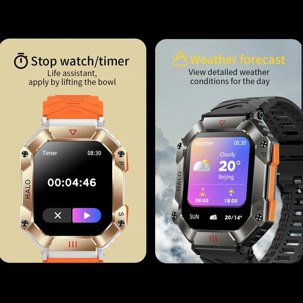 2.0" Bt5.1 Ip67 Sport Smartwatch With Call Sleep O2 Hr Bp Monitor Black + Orange Smart Watches