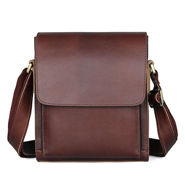 Rustic Leather Men Shoulder Bag Dark Brown Bags