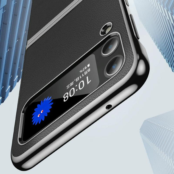 For Samsung Galaxy Z Fold4 5G Leather Folding Phone Case Electroplated Finish Army Green Cases Covers & Skins