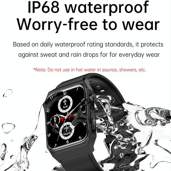 1.91 Inch Waterproof Ecg Smart Watch With Silicone Band Ip68 Blue Smart Watches