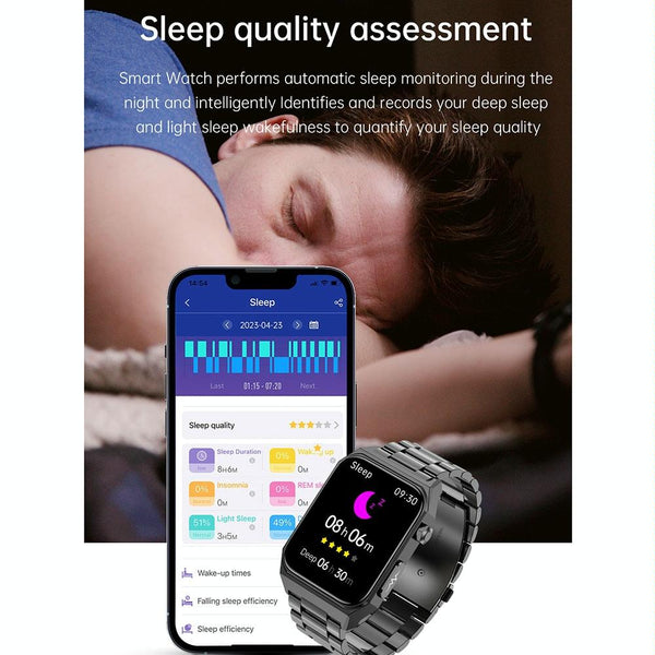 1.91 Inch Waterproof Ecg Smart Watch With Silicone Band Ip68 Blue Smart Watches