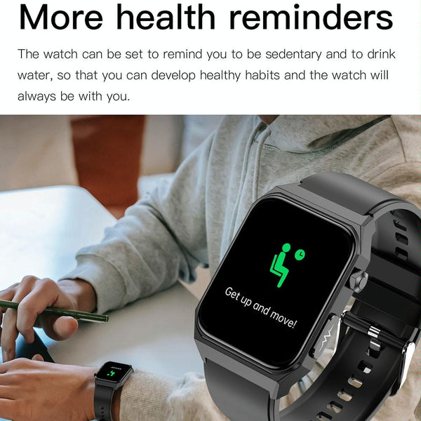 1.91 Inch Waterproof Ecg Smart Watch With Silicone Band Ip68 Blue Smart Watches