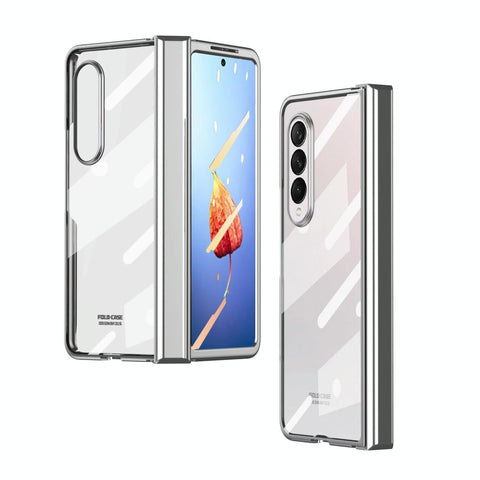 For Samsung Galaxy Z Fold4 5G Full Body Electroplating Hinge Case Integrated Design Silver Cases Covers & Skins