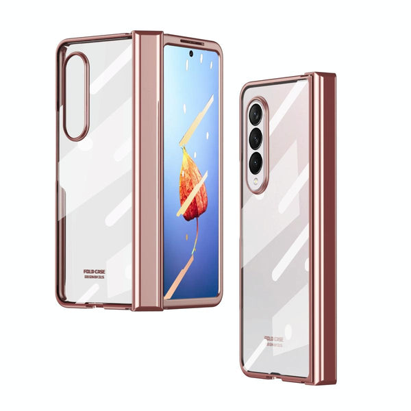 For Samsung Galaxy Z Fold4 5G Full Body Electroplating Hinge Case Integrated Design Silver Cases Covers & Skins