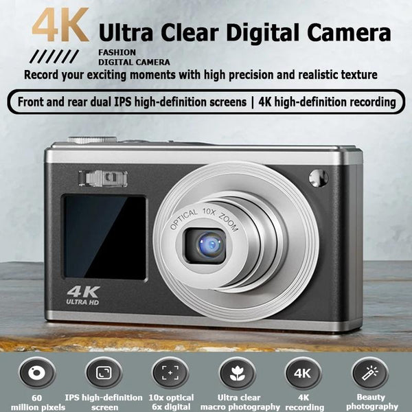 4K Hd Optical Zoom Digital Camera 60Mp Dual Screen Selfie (No Memory) Digital Cameras
