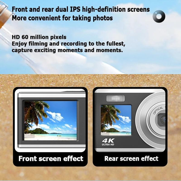 4K Hd Optical Zoom Digital Camera 60Mp Dual Screen Selfie (No Memory) Digital Cameras