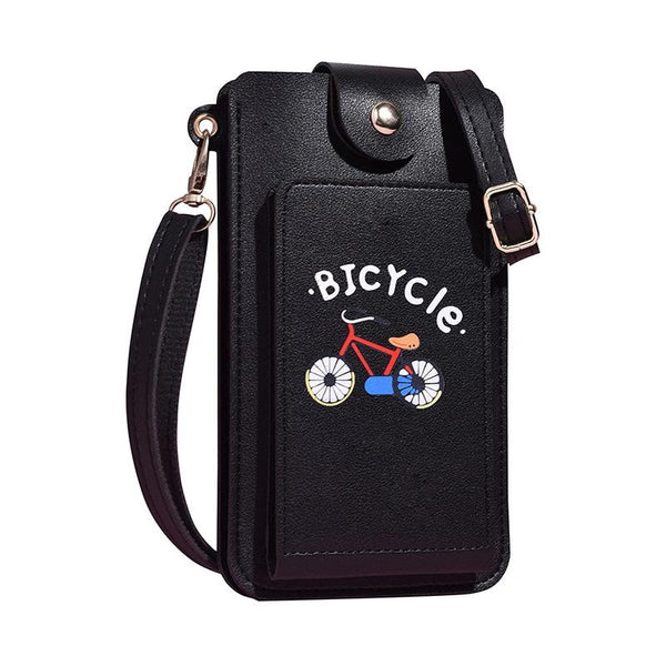 Printed Mini Shoulder Bag With Card Holder Black Women's Bags & Handbags