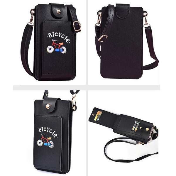 Printed Mini Shoulder Bag With Card Holder Black Women's Bags & Handbags