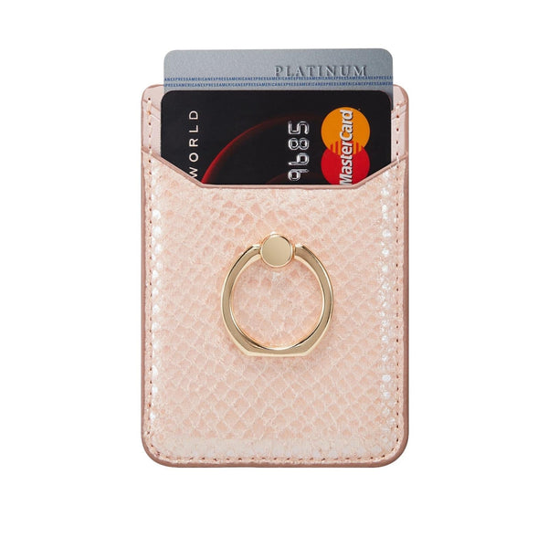 Rfid Snake Texture Phone Card Bag With Ring Fits Most Phones Rose Gold Cases Covers & Skins