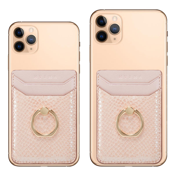 Rfid Snake Texture Phone Card Bag With Ring Fits Most Phones Rose Gold Cases Covers & Skins