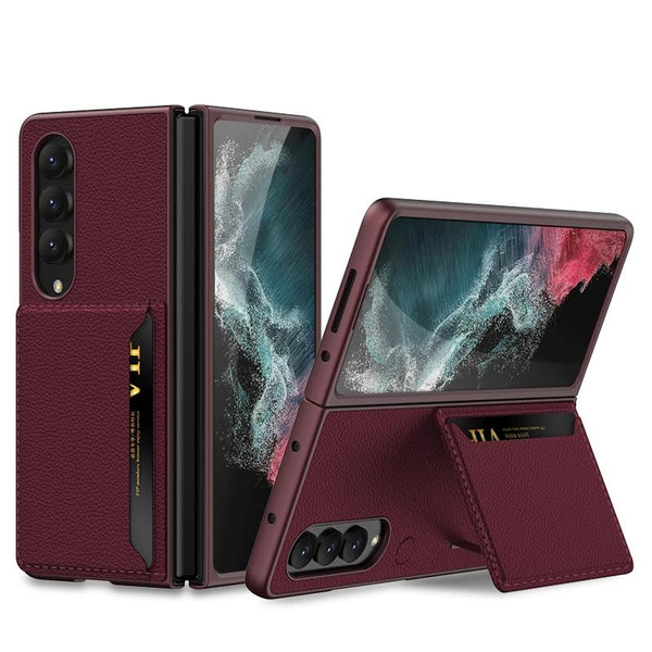 For Samsung Galaxy Z Fold4 5G Leather Case With Card Slots Ultra Thin Silver Cases Covers & Skins