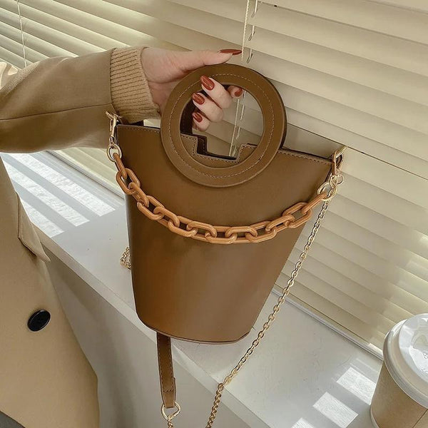 Stylish Round Chain Crossbody Bag For Women Beige Women's Bags & Handbags