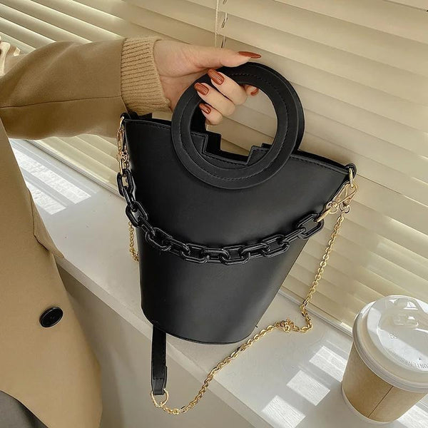 Stylish Round Chain Crossbody Bag For Women Beige Women's Bags & Handbags
