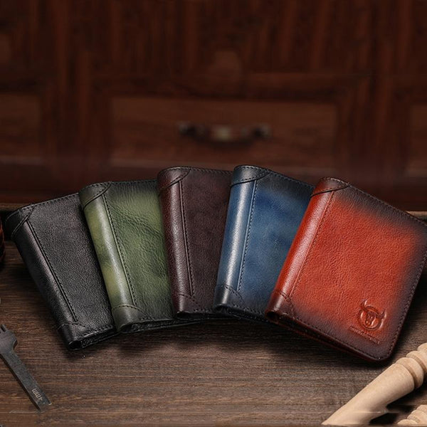 Men Rfid Leather Wallet With Coin Clip Black Wallets