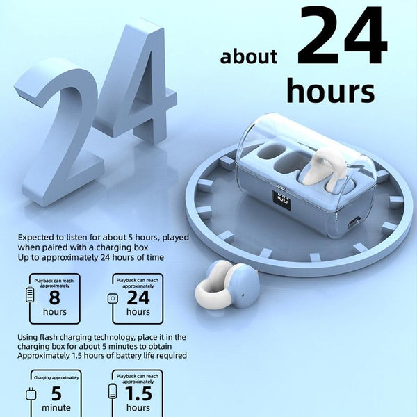 Ear Clip Type Sound Conduction Concept Bluetooth Earphone Digital Display Charging Case Earbuds
