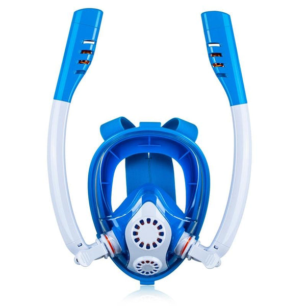 Full Dry Silicone Kids Diving Mask With Double Tubes White Yellow Masks