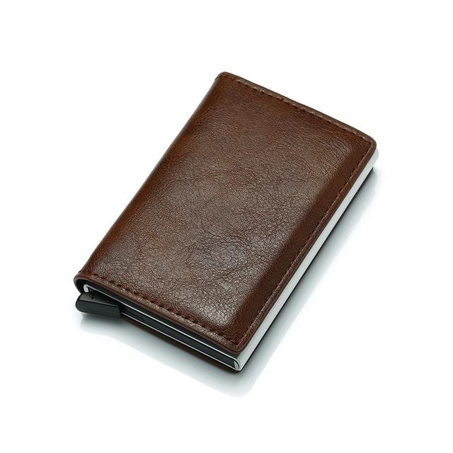 Anti Magnetic Rfid Leather Metal Wallet Universal Fit Coffee Wallets