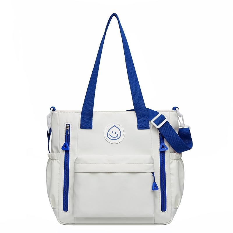Versatile Contrast Shoulder Bag For Students White Blue Women's Bags & Handbags