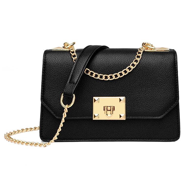 Small Square Flap Lock Crossbody Bag For Women Black Women's Bags & Handbags