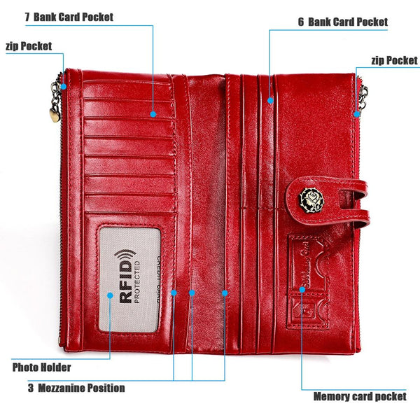 Rfid Leather Wallet With Card Slots For Women Green Wallets