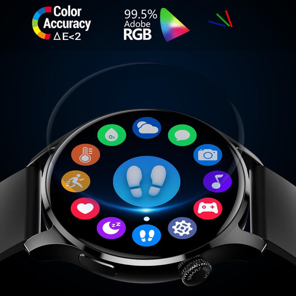 1.32 Inch Heart Rate Monitoring Smart Watch With Payment Function Black Leather Smart Watches