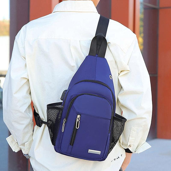 Men Oxford Cloth Chest Bag Casual Crossbody Shoulder Backpack Light Grey Bags