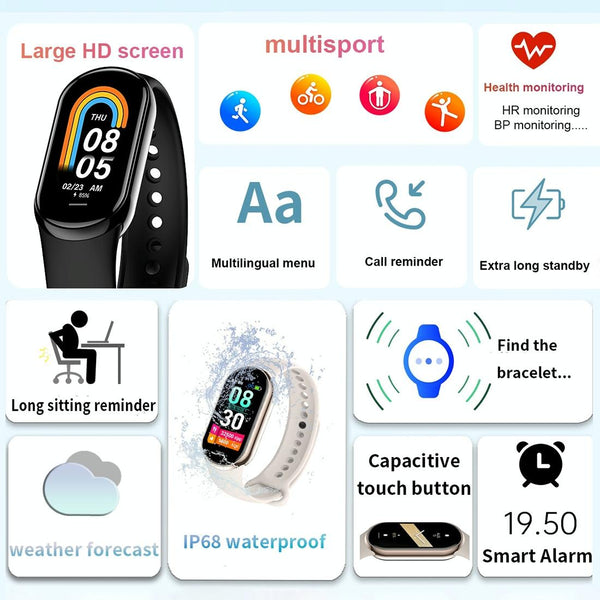 Waterproof Smart Watch With Heart Bp Oxygen And Sugar Monitoring Ip68 Orange Smart Watches