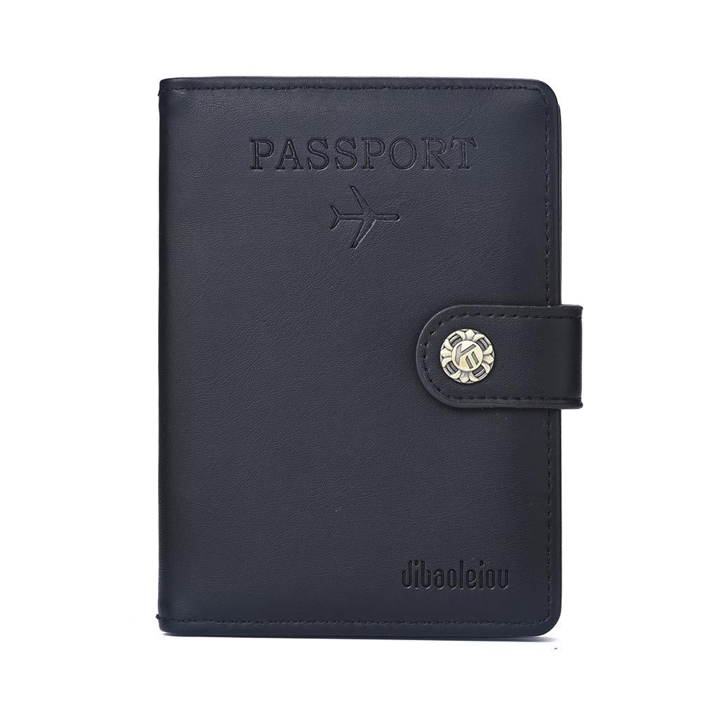 Multi Functional Passport Case With Buckle Dibaoleiou Pu Leather Black Travel Wallets