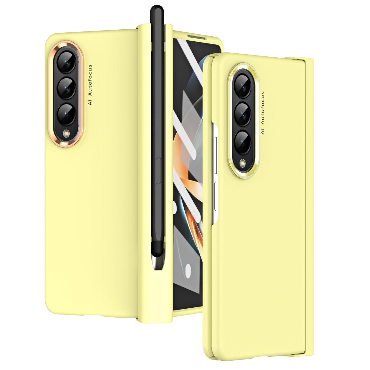 For Samsung Galaxy Z Fold4 5G Hinge Flip Case Two Tone Contact Lens Yellow Cases Covers & Skins