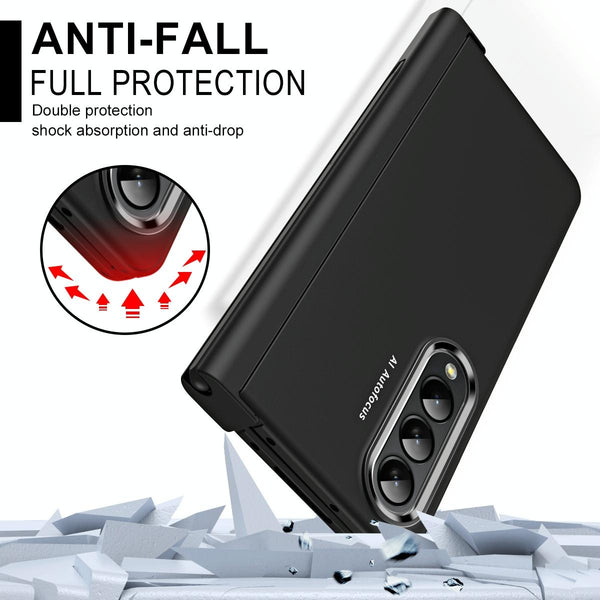 For Samsung Galaxy Z Fold4 5G Hinge Flip Case Two Tone Contact Lens Yellow Cases Covers & Skins