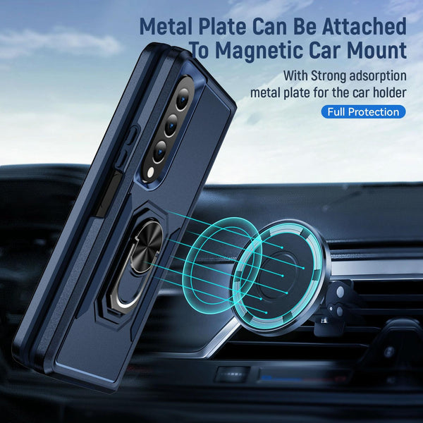 Shockproof Case With Holder Pc Tpu For Samsung Galaxy Z Fold4 5G Black Cases Covers & Skins