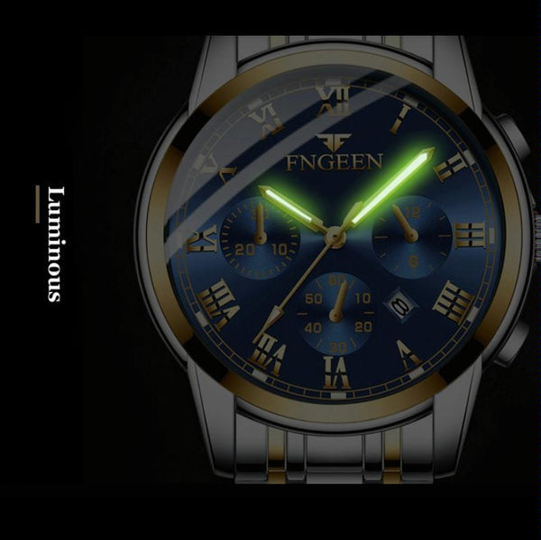 Stylish Women Quartz Watch With Luminous Display And Date Gold Golden Surface Watches