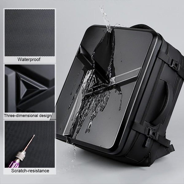 Waterproof Expandable Hard Shell Backpack With Usb Charging Large Capacity Black 161 Dark Gray Backpacks