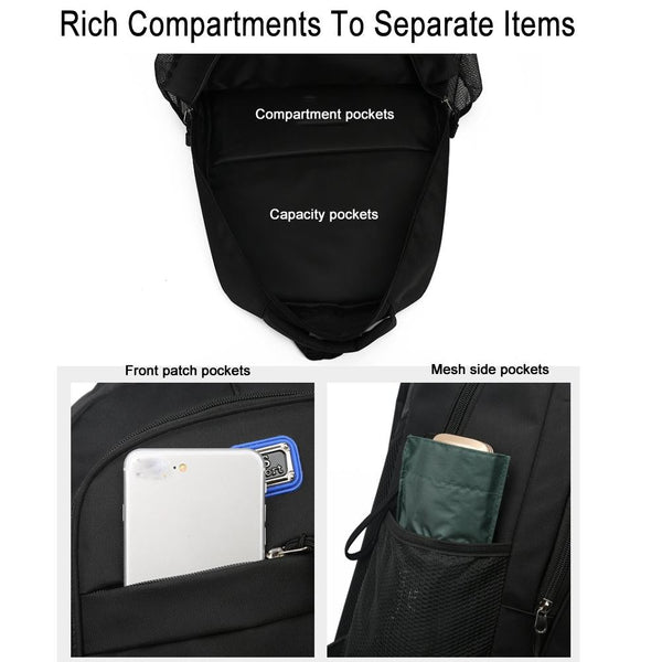 Large Capacity Nylon Backpack For Students Black Backpacks